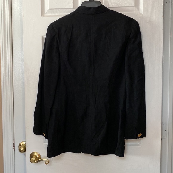Louis Feraud Black Linen Blazer Jacket Gold Buttons - Picture 3 of 9